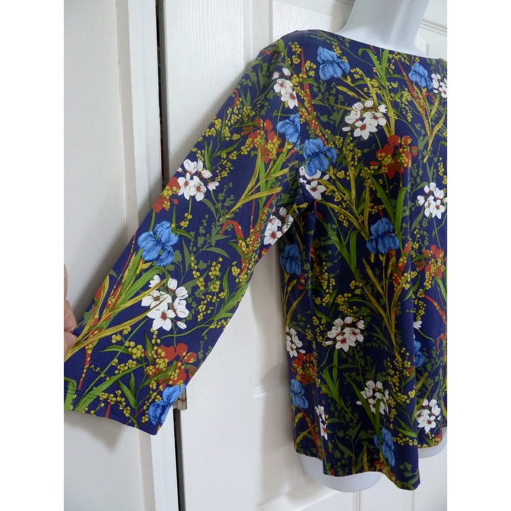 J. MCLAUGHLIN Sz XL, 14 Boatneck Dark Floral Pullover Catalina Cloth Top Office - Picture 3 of 8